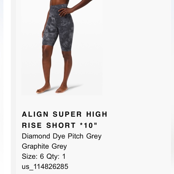 Lululemon ALIGN SUPER HIGH RISE SHORT 10" Diamond Dye Grey | Size 6 | worn once - Picture 3 of 7